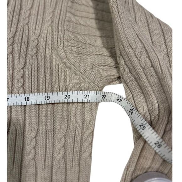 JOSEPH & LYMAN Oatmeal Cableknit 100% Fine Merino Wool Sweater Women's LARGE - Picture 5 of 9